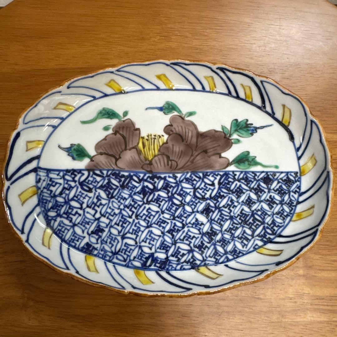 ⭐️九谷焼⭐️正木春蔵❤️牡丹 　輪花オーバル皿3枚セット