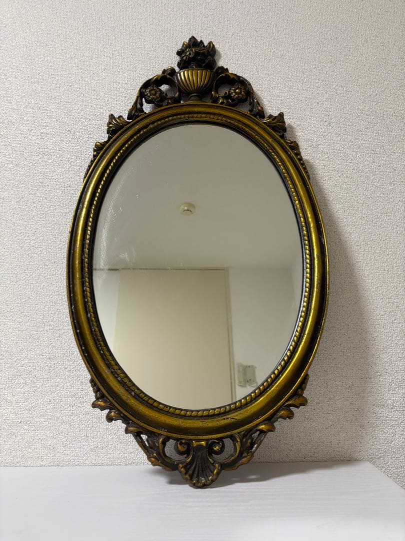 アンティーク風　壁掛けミラー　インテリア　フレンチシャビー　宮殿 シャビーシック、大きめの素敵なフレンチアンティーク調オーバル