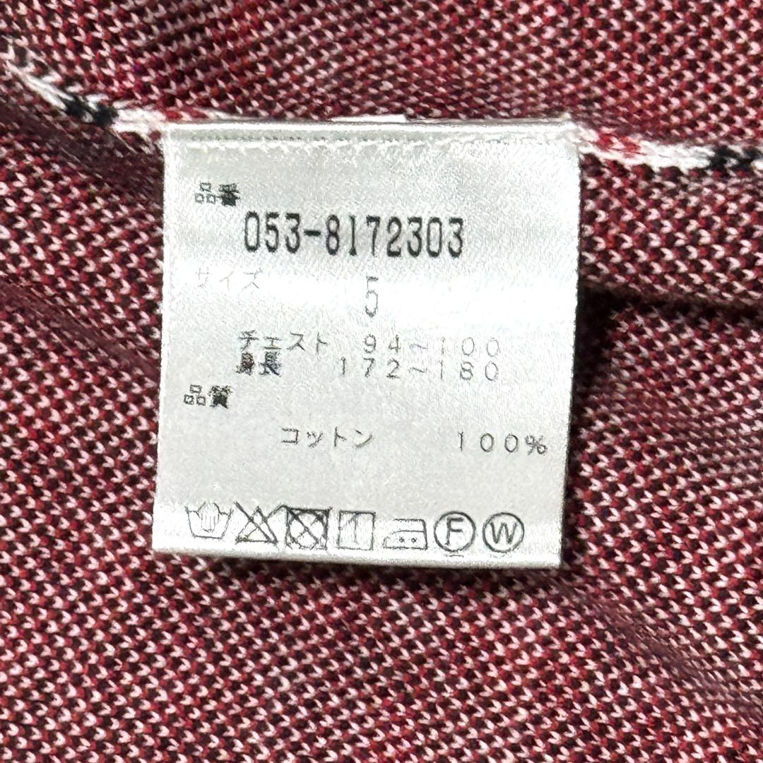 良好 パーリーゲイツ チェック柄コットンカーディガン 赤白黒 Vネック