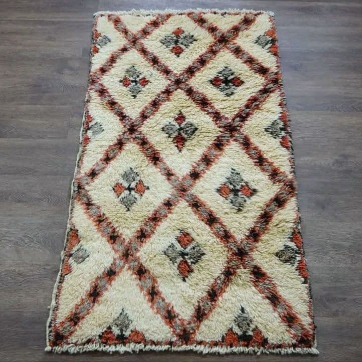 ヴィンテージラグ　モロッコ　手織り絨毯　トライバルラグ 127x79cm トライバルラグ ヴィンテージラグ 手織り絨毯 カーペット