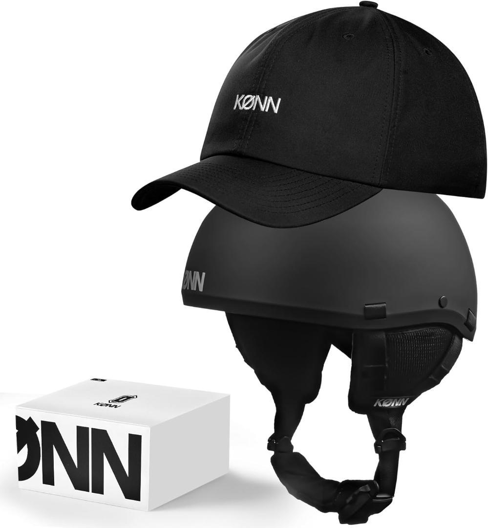 KONN スキーヘルメット 帽子対応セット 360°頭囲調節 マグネットバックル 1473 スキーヘルメット M 帽子セット KONN 360°頭囲調節 マグネット