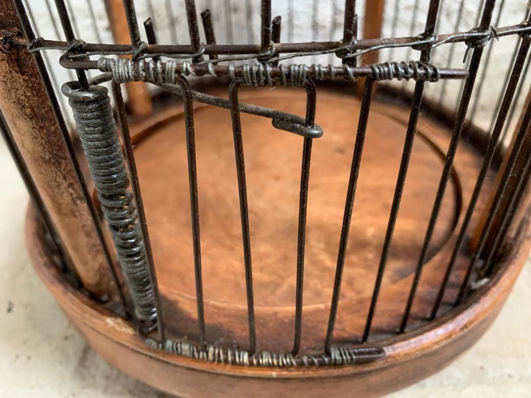 フランス アンティーク バードケージ 鳥かご 木製 アイアンワイヤー