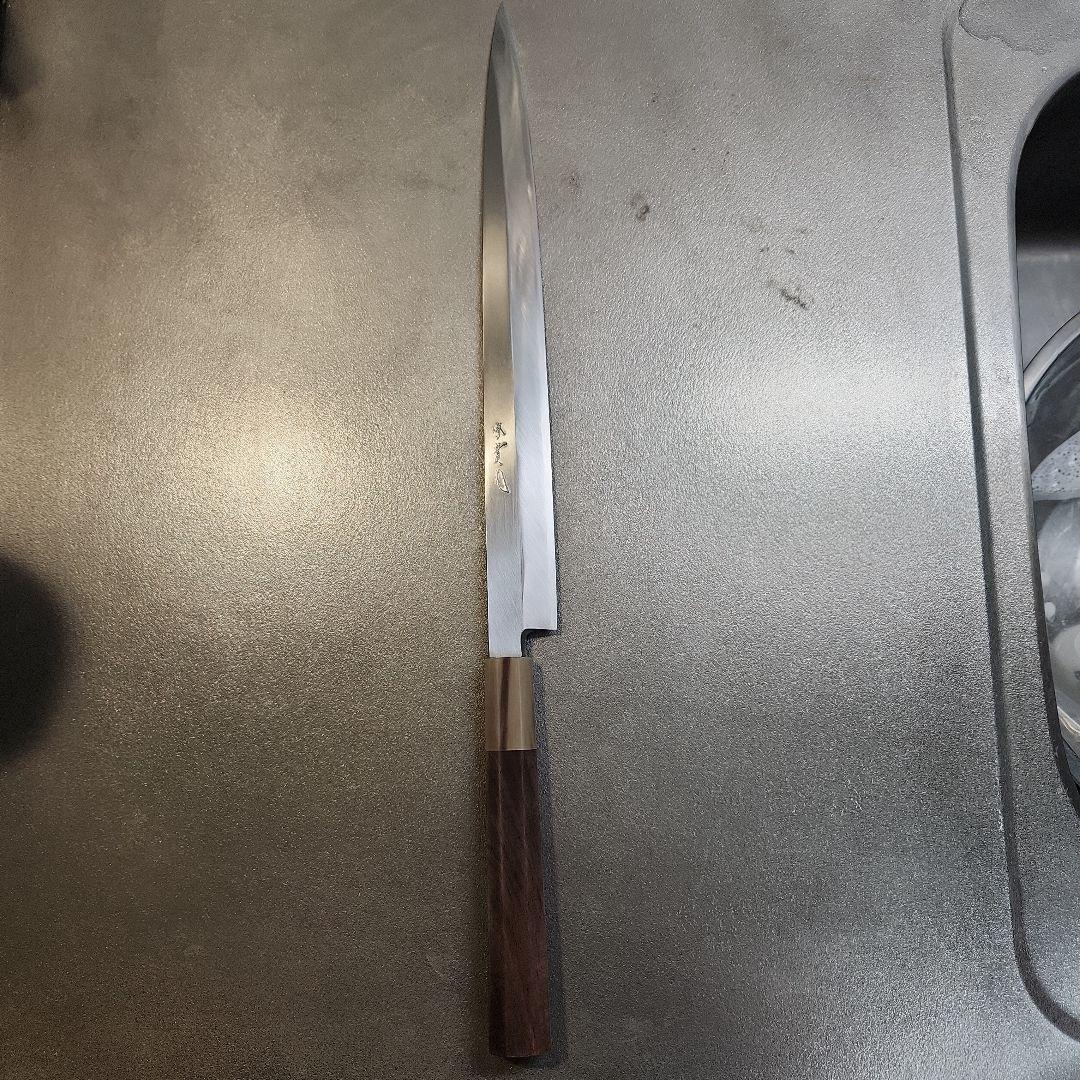 堺實光　銀三　フグ引き　尺　紫檀八角柄 25日まで公開 堺實光 銀三 フグ引き 尺 紫檀八角柄 - メルカリ