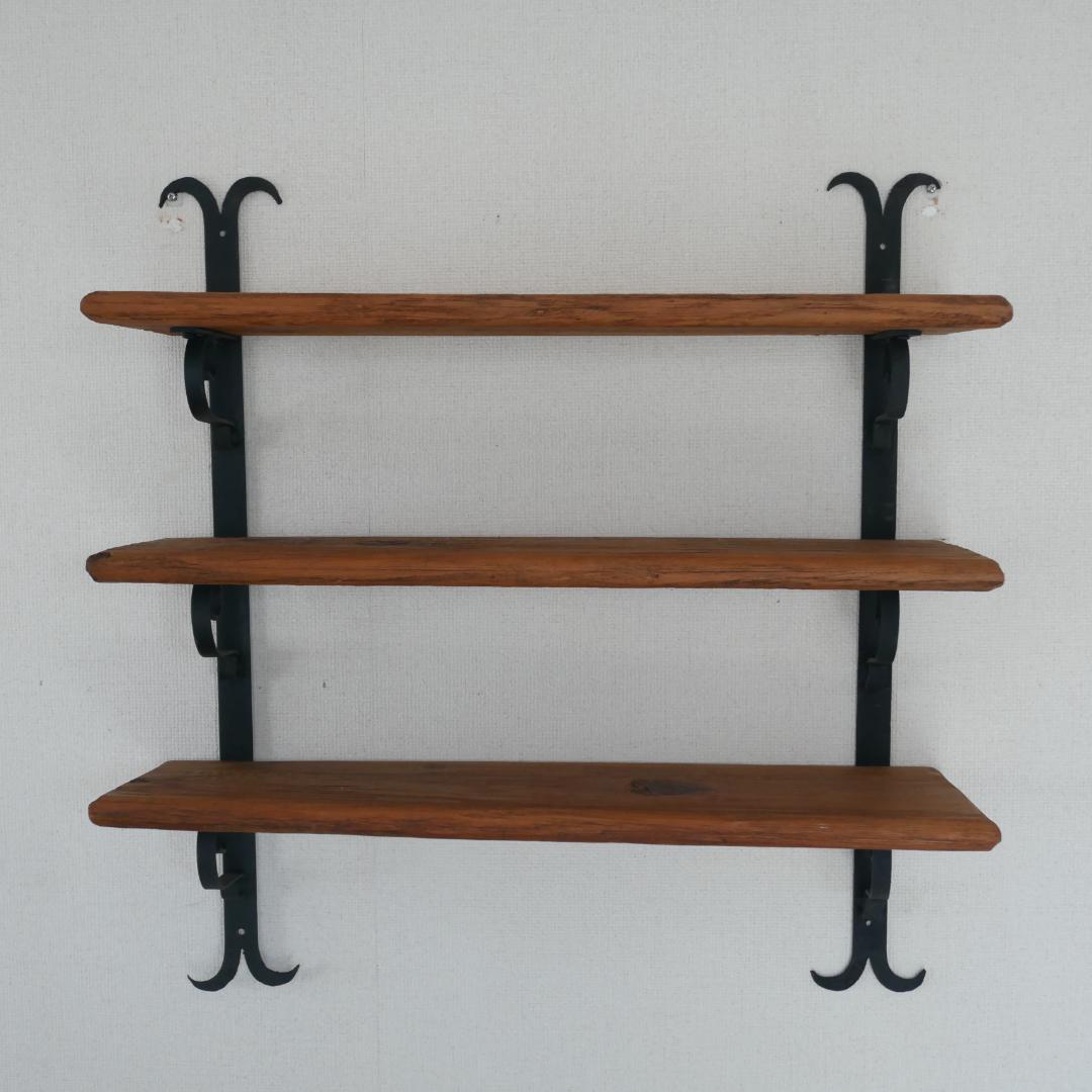 アイアンシェルフ 壁掛け 三段 ウォールシェルフ 3段 アンティーク アイアン キッチン 収納棚