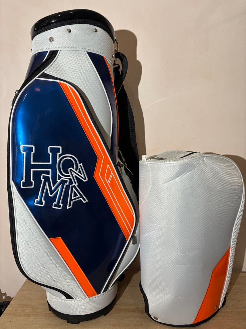 HONMA キャディバッグ 青/白/オレンジ　美品 CB1908 オレンジ 未使用品 ホンマ(HONMA) キャディバッグ(CADDY BAG