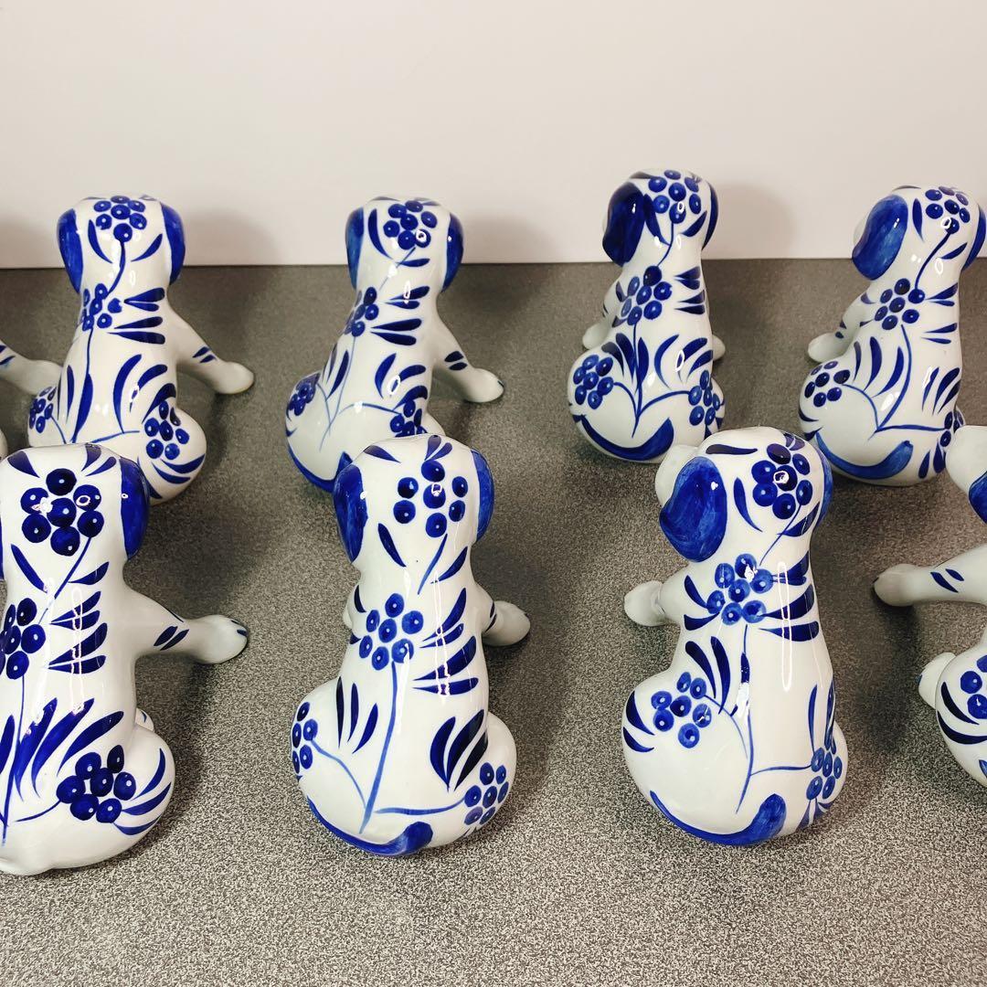 犬好き必犬】犬の兄弟 陶器 置物 花柄 10体セット 犬 ドッグ dog