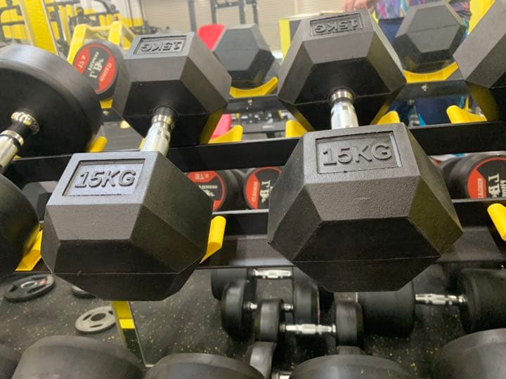 ラバーヘックス ダンベル　15kg  20kg 各2個 楽天市場】固定式 六角ダンベル 20kg 2本セット送料無料 ダンベル