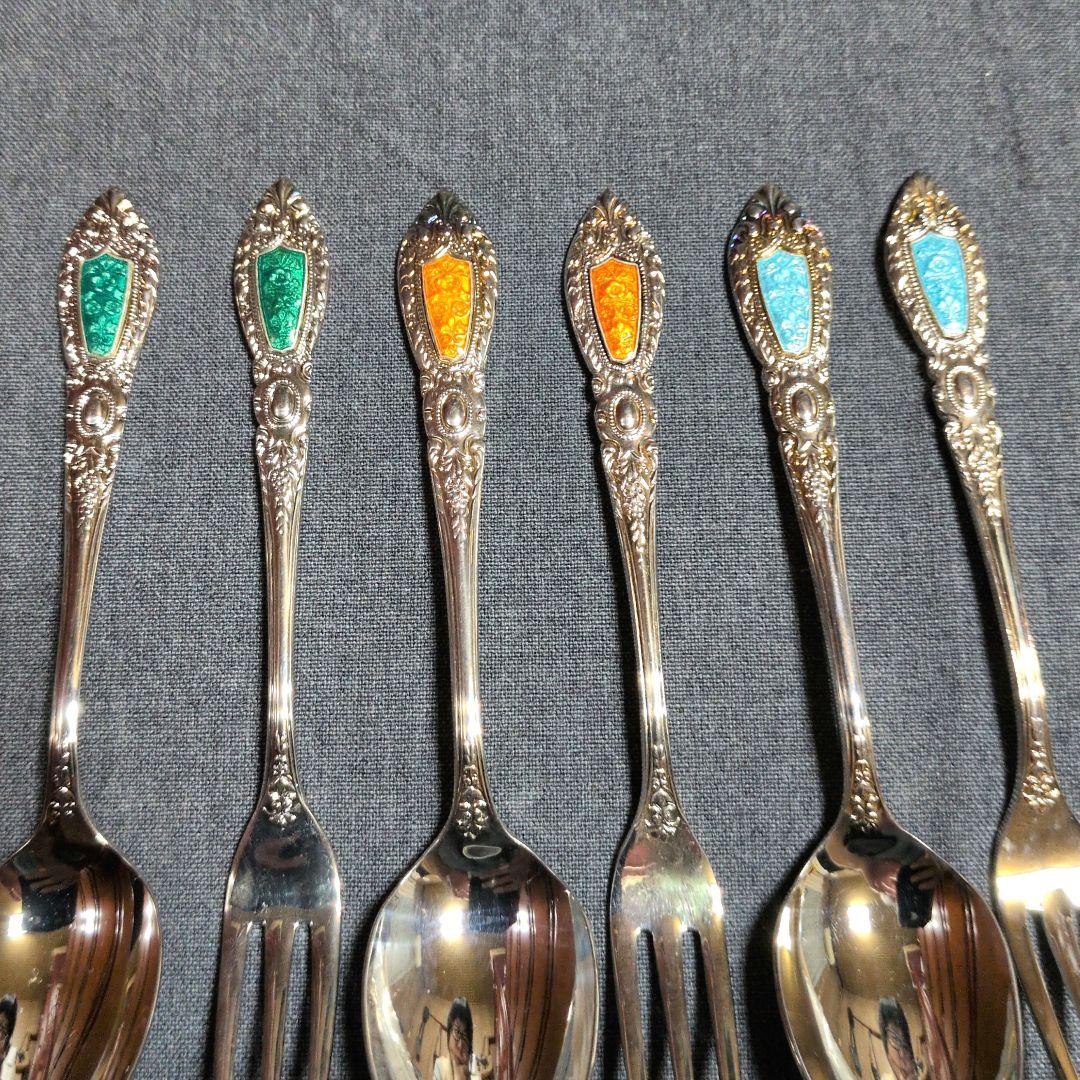 元箱付き 安藤七宝店 カトラリーセット 6点 七宝焼 洋銀 ジャーマン