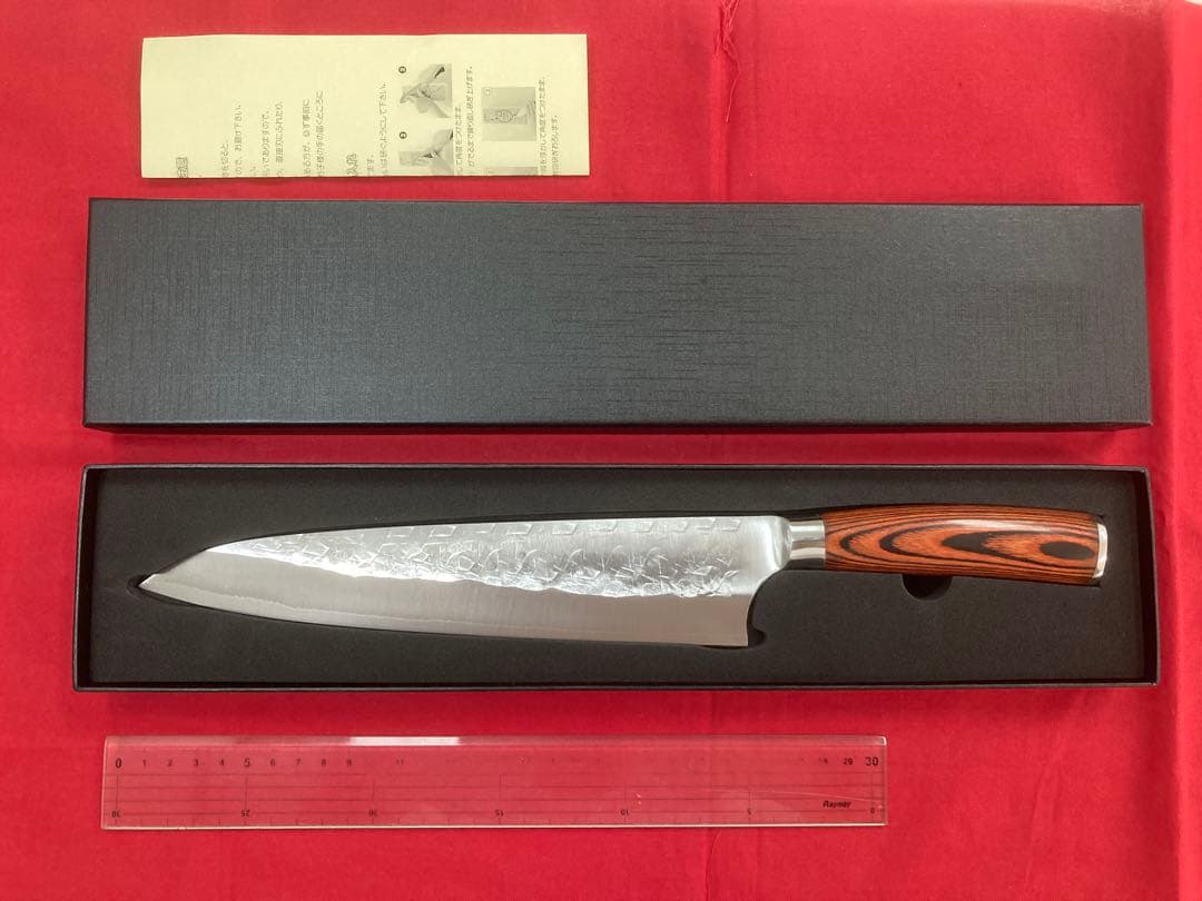 つよぽん　佐治作 240ｍｍ SRS13 粉末ハイス鋼 槌目 赤合板洋柄 つよぽん様専用 佐治作 240mm SRS13 粉末ハイス鋼 槌目 赤合板洋柄