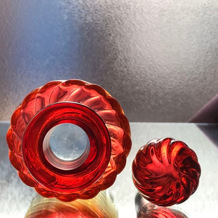 美オールドバカラBACCARATバンブーBambou赤から黄色味フラコーン レア