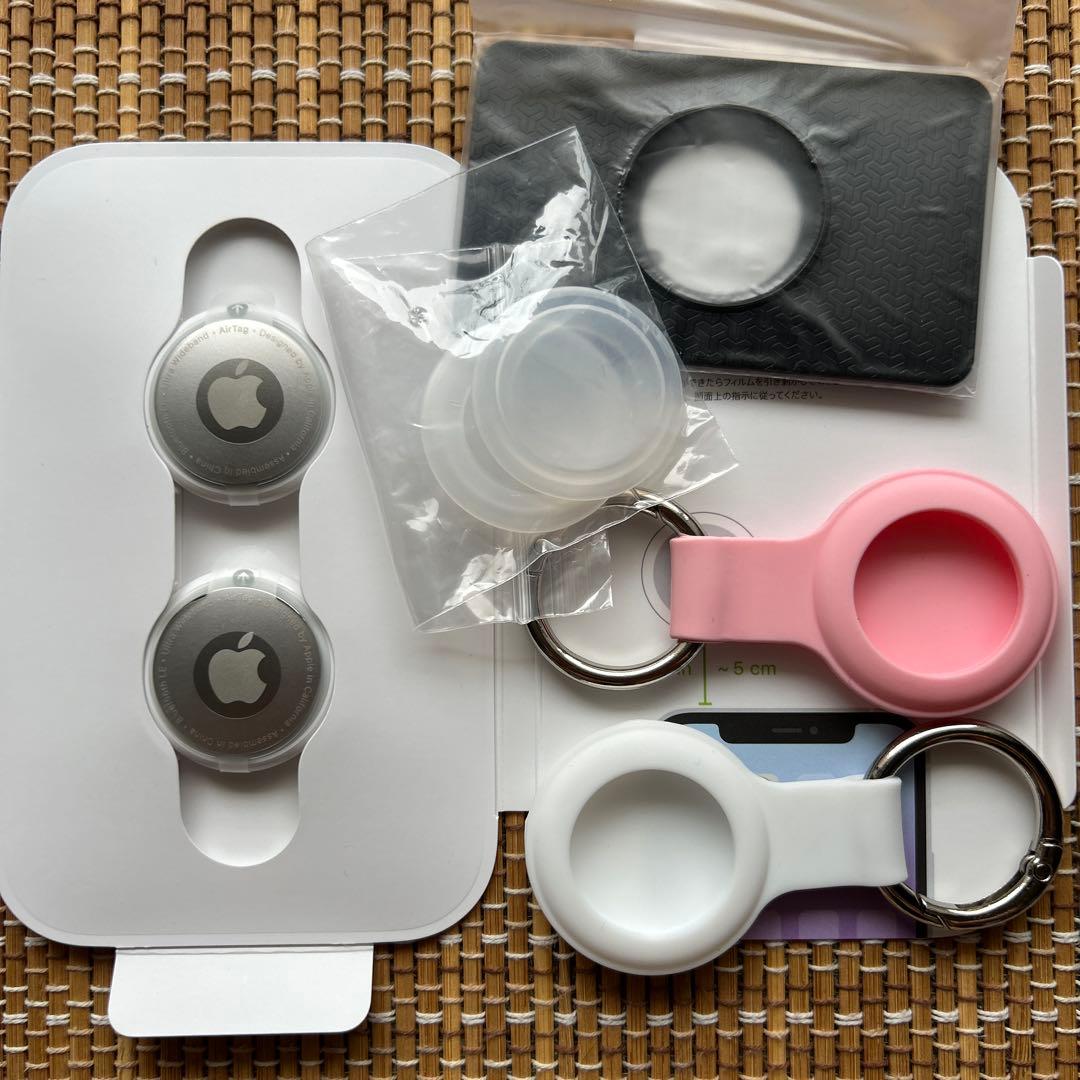 Air tag 2個セット　財布用ケース＋ケースキーチェーン付き ロックできる Airtagケース 2個セット 外せない エアタグケース 盗難