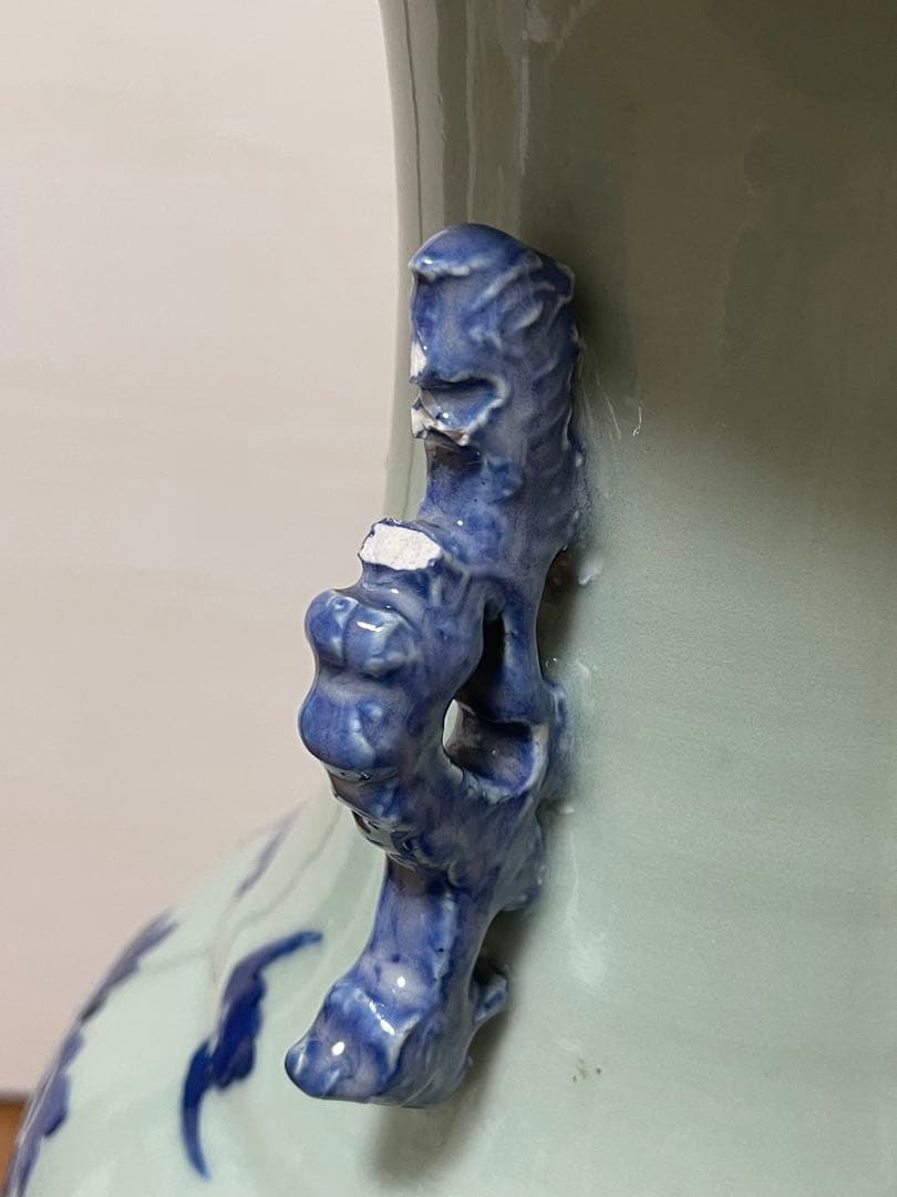 青白磁 花瓶 中国風 古染付 アンティーク 欠けあり 最 安値