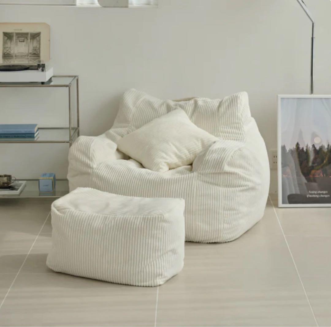 定価5.26万円】LOOSY ビーズソファ＋オットマン Ivory たのメル便