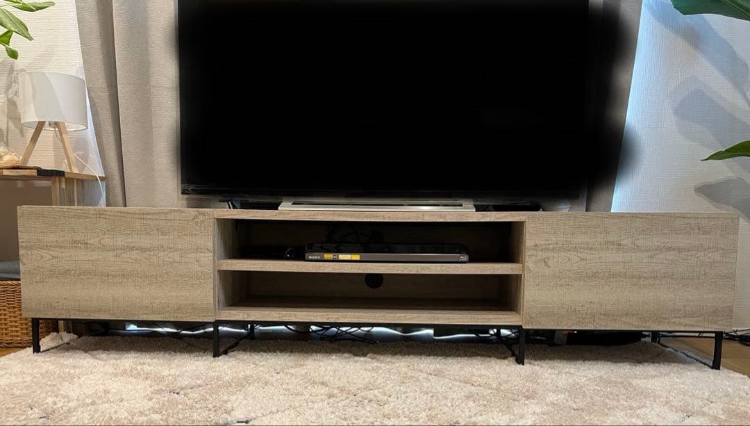 LOWYA ローボード テレビ台 横幅180 スチール脚 幅180] スチール脚テレビボード ラタン調 コード穴 脚付き | 【公式