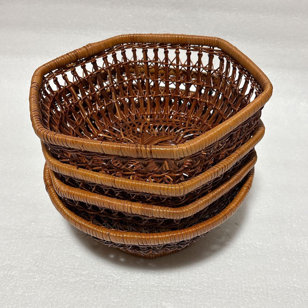 ラタン フルーツバスケット 4個 籐 籠 昭和レトロ - メルカリ
