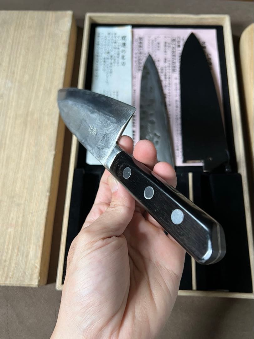 出刃包丁藤原照康ー杉本ー鍔屋-3本セット木鞘付き - メルカリ