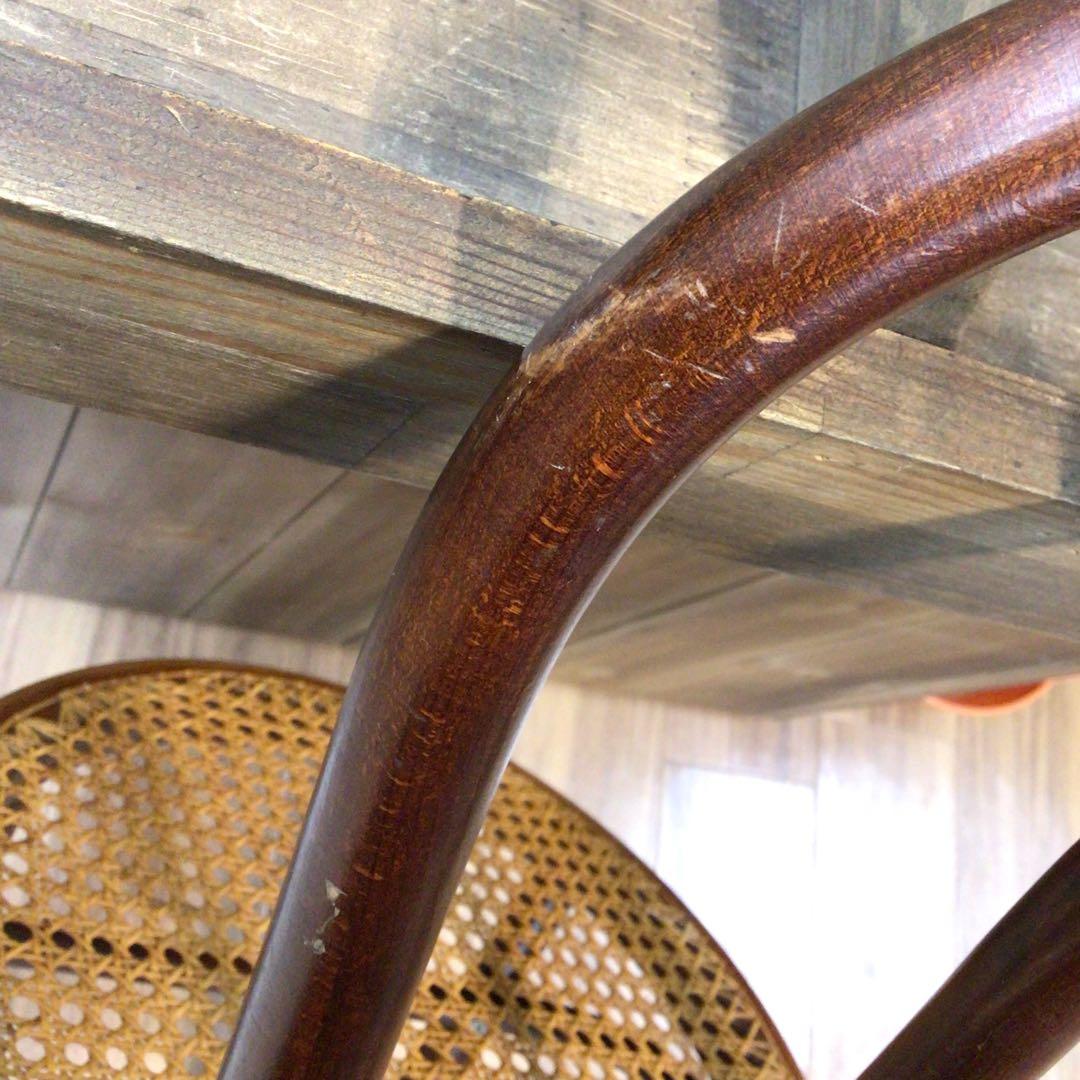 秋田木工 ベントウッドチェア ダイニング ラタン 藤 曲木 レトロ USED