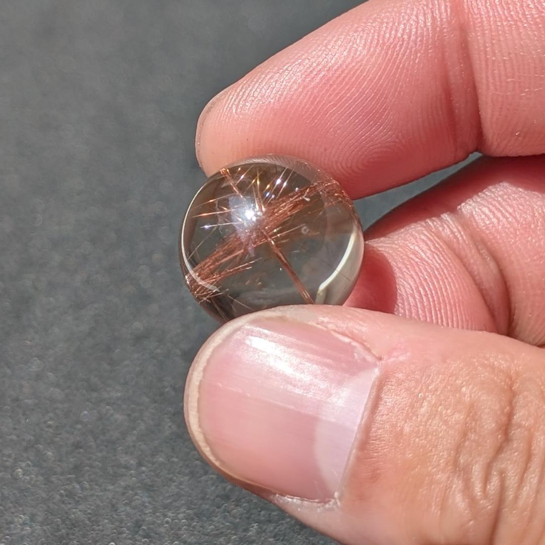 一点物 金運上昇 オブジェ 十字架内包 ブロンズルチル スフィア 16.5mm