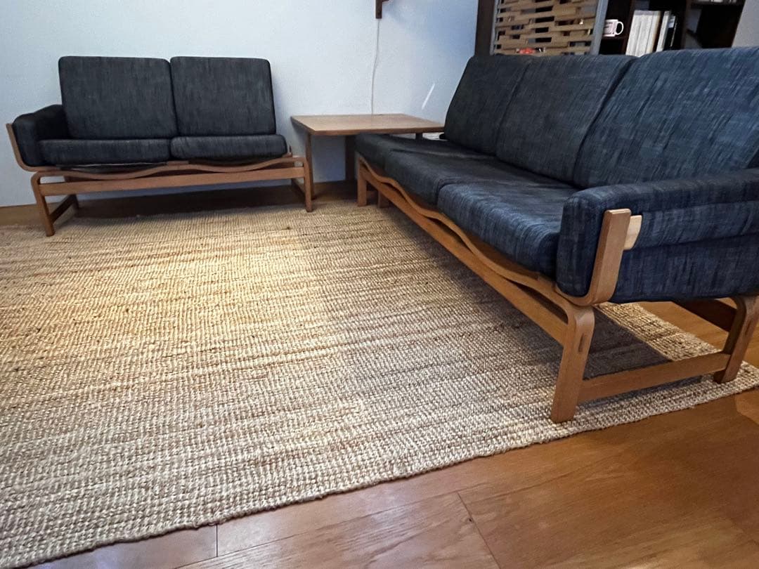 デンマークヴィンテージ コーナーソファ+サイドテーブル　オーク材 デンマークヴィンテージ タイルトップサイドテーブル オーク材 北欧