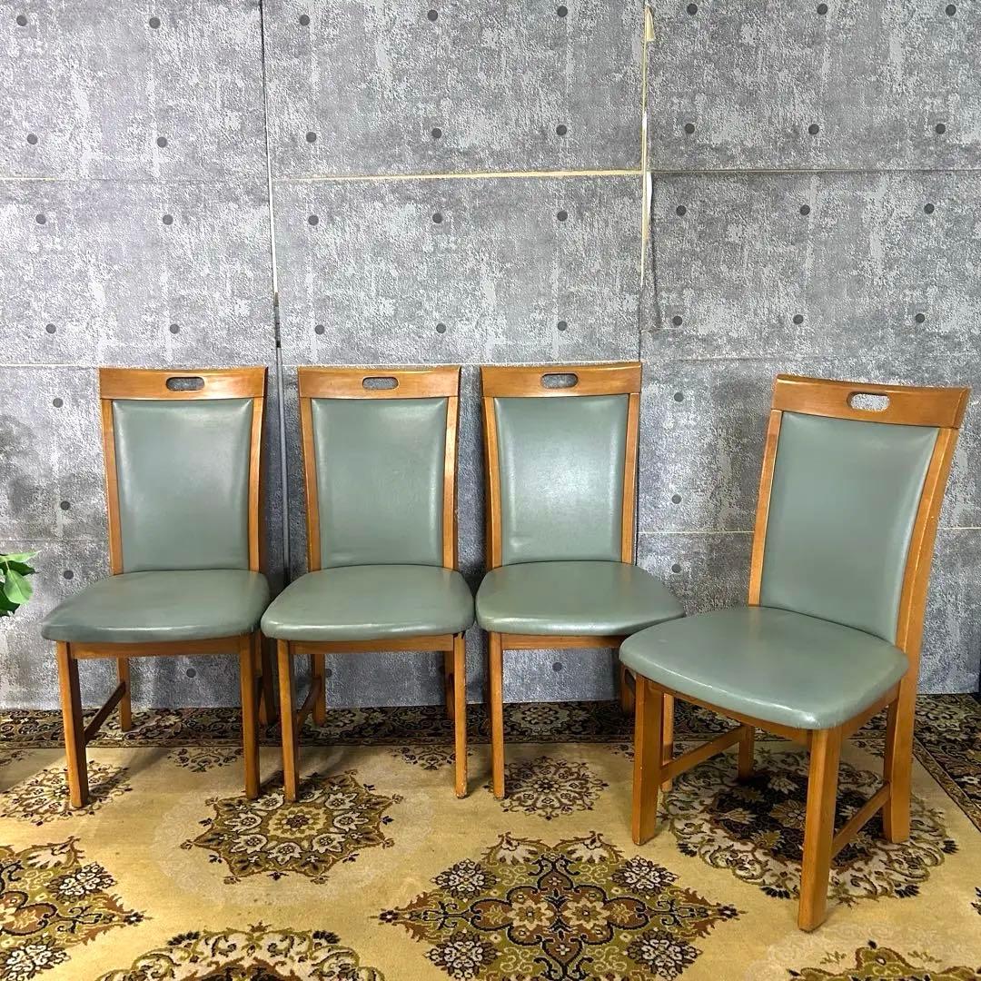 ꧁家具꧂レザーダイニングチェア4脚 食卓椅子 いす イス レザー 革 合成皮革 チェア ソフトレザー スチール 座面高 45cm ベージュ ブラウン [91482