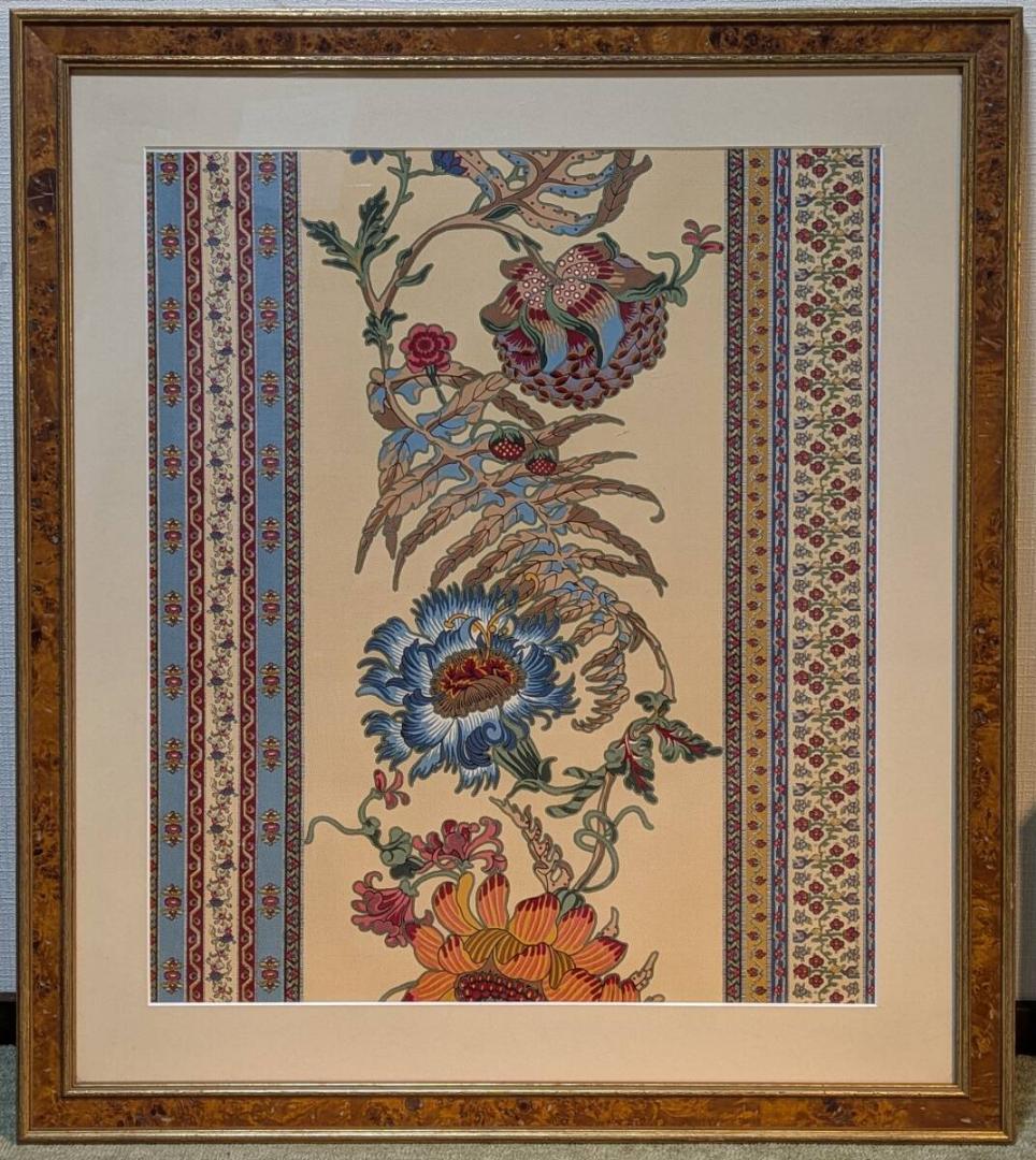 【真作】工芸品　彩花文様　伝統柄アートフレーム　花模様インテリア額　Y156 絵画 ロハス ミニアートフレーム ウィリアム モリス「ノリッチ