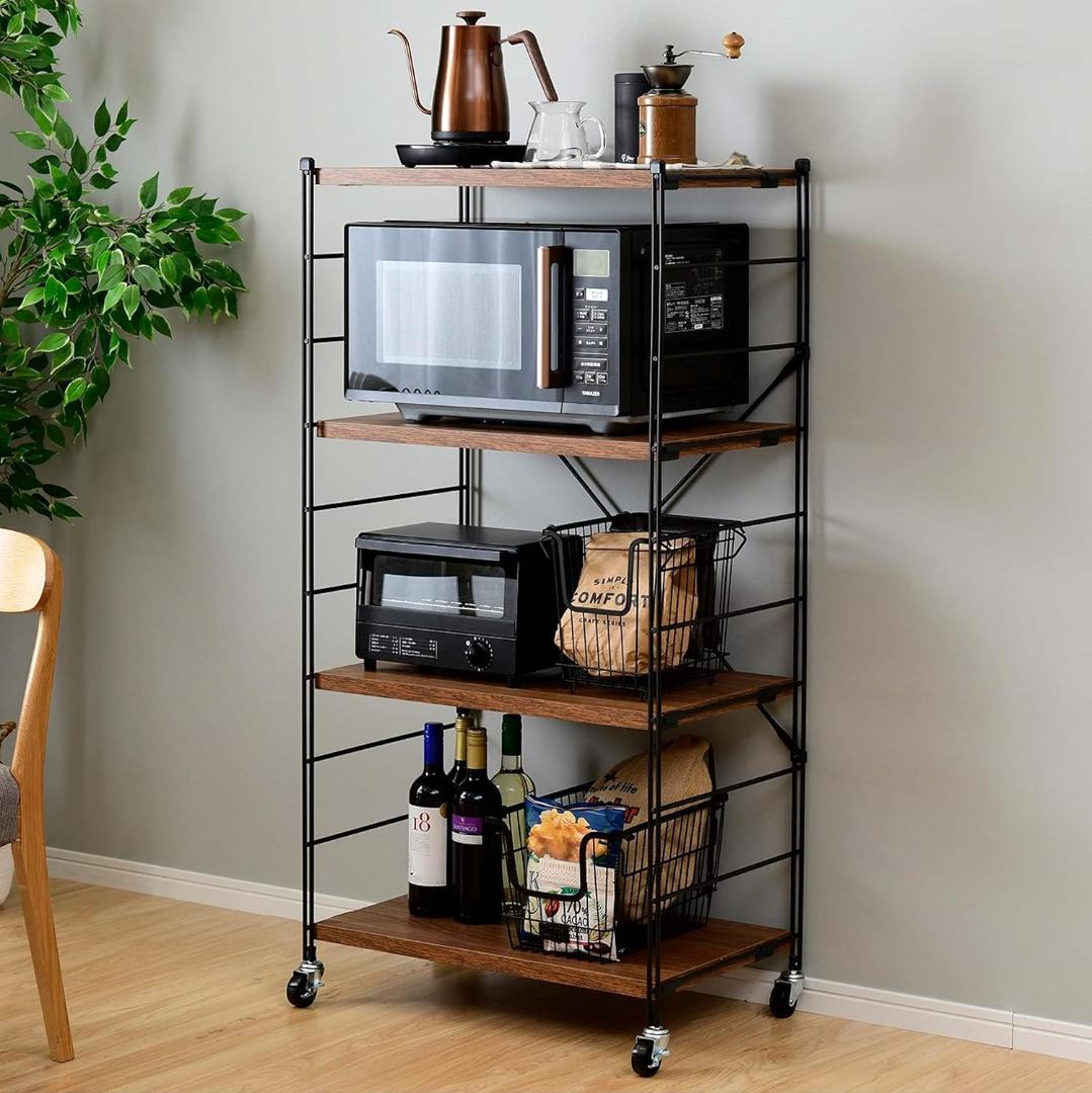 山善(YAMAZEN) ラック MWS-12644C(BBR/SBK) Amazon｜山善(YAMAZEN) ラック (キャスター付き) 【全体耐荷重100