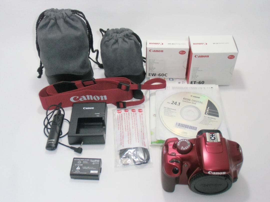 Canon EOS Kiss X50 レッド ダブルズームキット B062 EOS キヤノン デジタル一眼 Canon Kiss X50 レンズキット レッド 中古