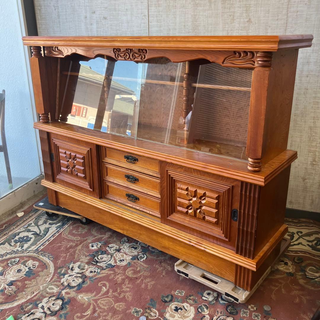 昭和レトロ 北城産業 大型 木製サイドボード 飾り棚 古家具 古道具 ビンテージ 昭和レトロ 北城産業 大型 木製サイドボード 飾り棚 古家具 古道具