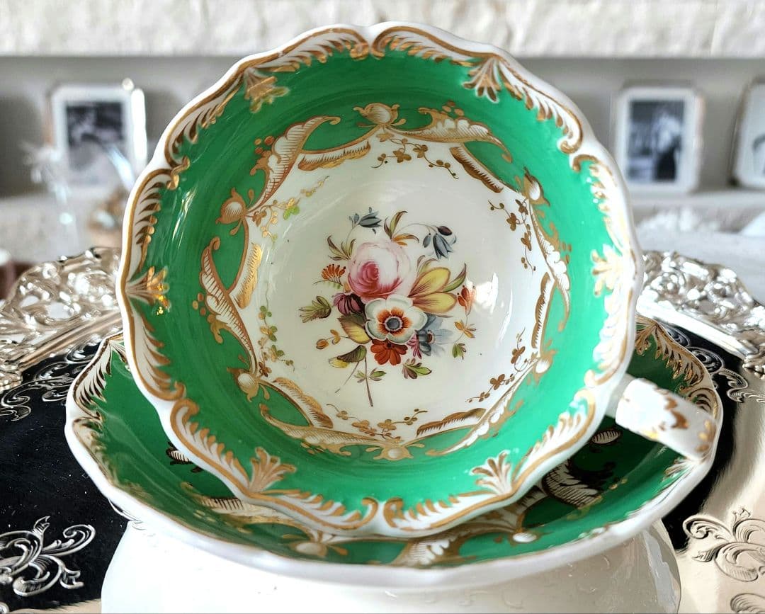 極美品 コールポート 手描き アデレードシェイプ ハンドペイント アンティーク コールポート トリオ | -YUMEORI-夢織