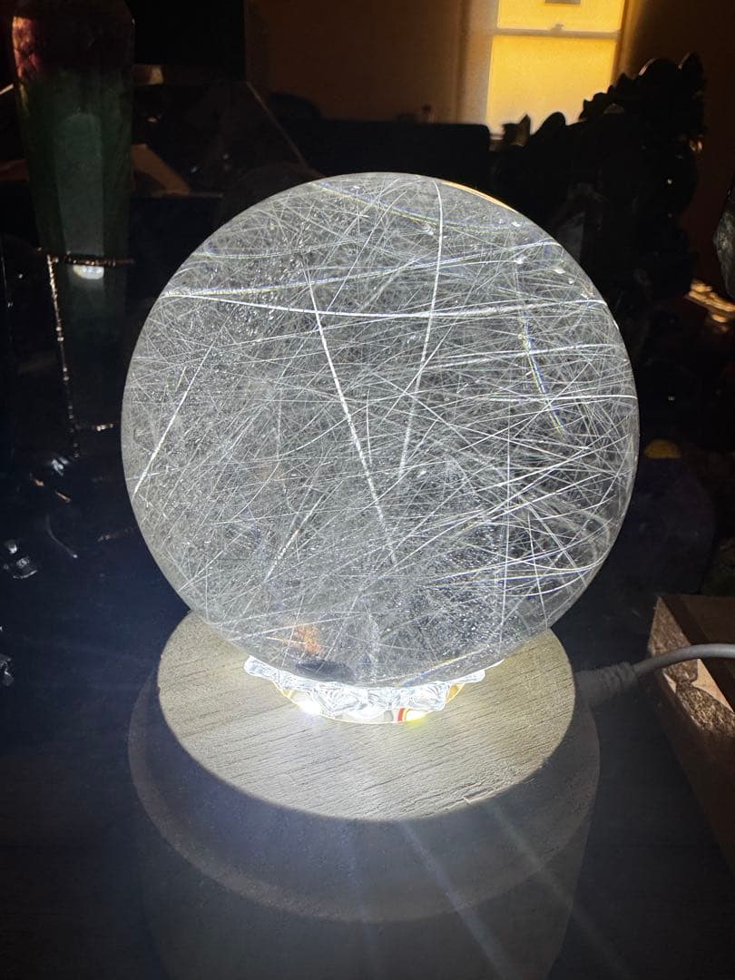 【コレクション】天然水晶 シルバールチルクォーツ 丸玉 7.8cm