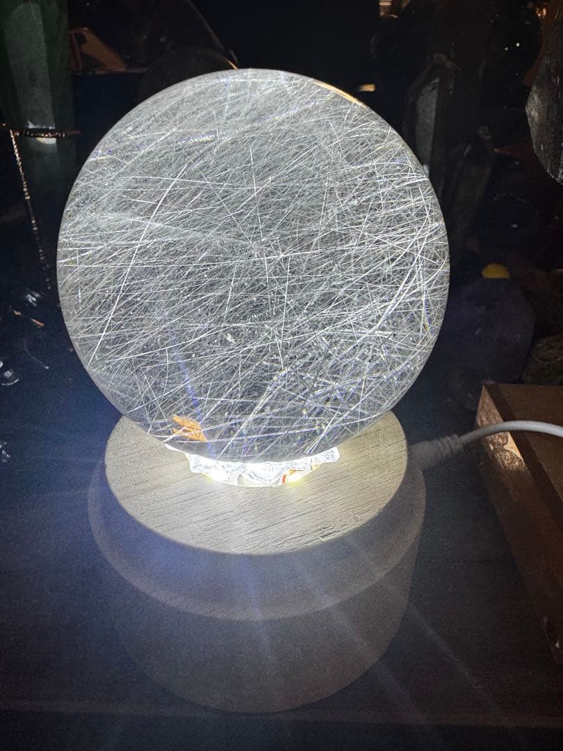 【コレクション】天然水晶 シルバールチルクォーツ 丸玉 7.8cm