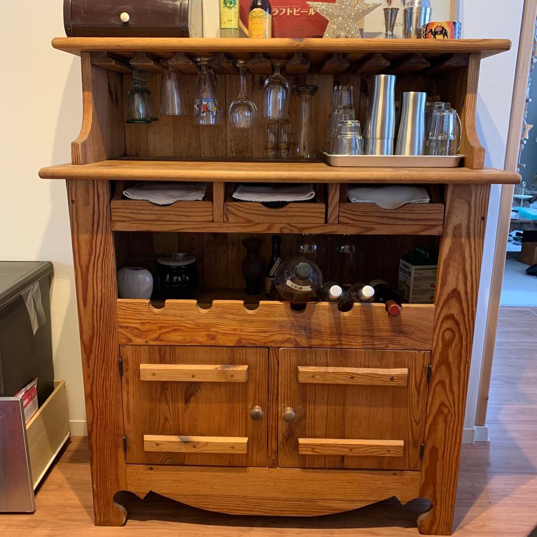 木製ワインラック　カウンター　食器棚 ワインラック 木製