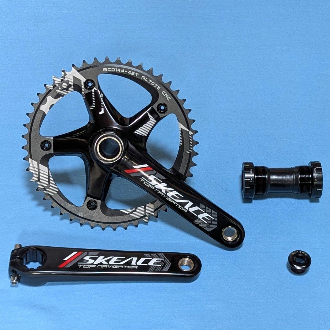 SKEACE ピスト用クランクセット 165mm 48T BB付属 ブラック Amazon | BOLANY SKEACE 165mm 自転車クランクセット スクエアテーパー