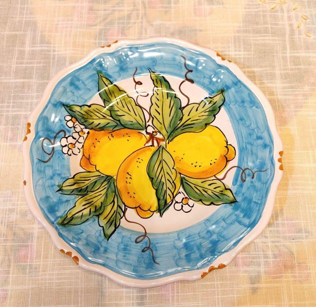 アマルフィ　レモン柄　絵皿（壁掛器具付き）イタリア陶器 アマルフィ レモン柄 絵皿（壁掛）イタリア陶器 食器