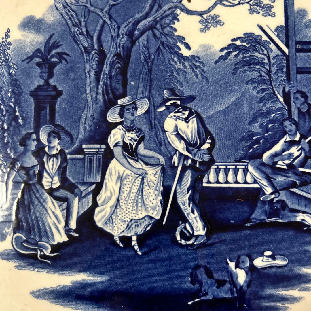 ブルーアンド ホワイト大皿 オランダ 阿蘭陀 シノワズリアンティーク