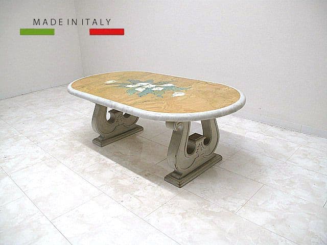 イタリア製 大理石トップセンターテーブル　W130cm リビングテーブル 大理石使用 高級センターテーブル 130cm ホワイト｜輸入家具の専門店