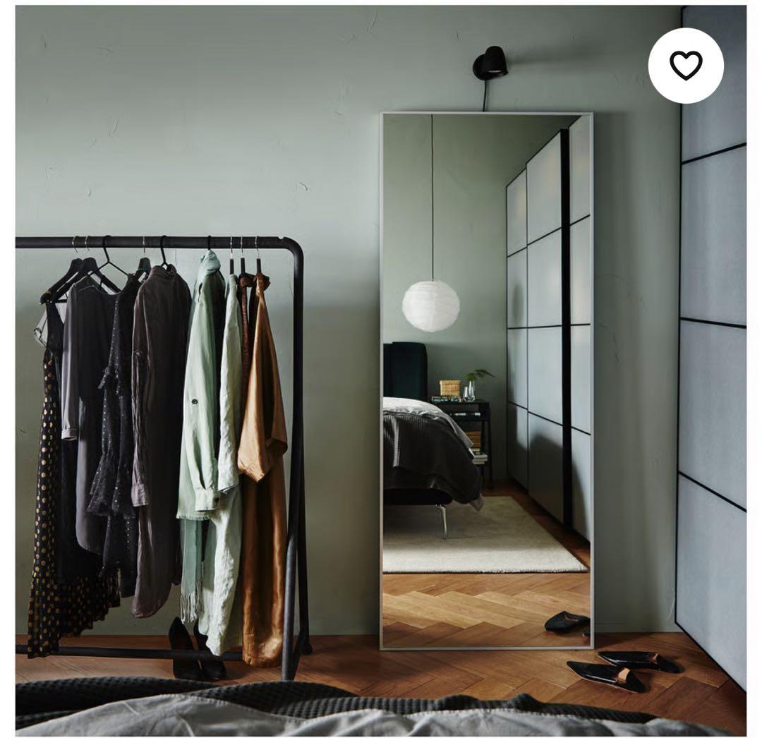 IKEAシンプルスタンドミラー 大きめ シルバー KNAPPER クナッペル スタンドミラー, ホワイト, 48x160 cm - IKEA