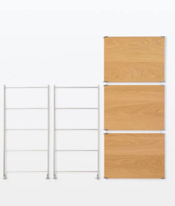 《送料込》無印良品 ステンレスユニットシェルフ オーク材棚 家具 シルバーラック