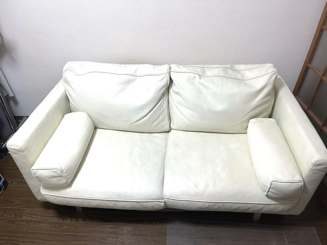 アクタス☆ACTUS 本革ソファ ギャラリーM　ホワイト 2.5人掛け gallery・m