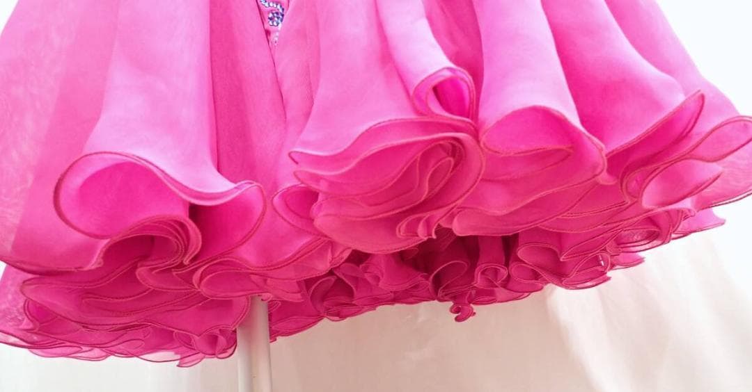 B1640【凛舞チャコット】M/英国製/ピンク/スワロ/スタンダードドレス