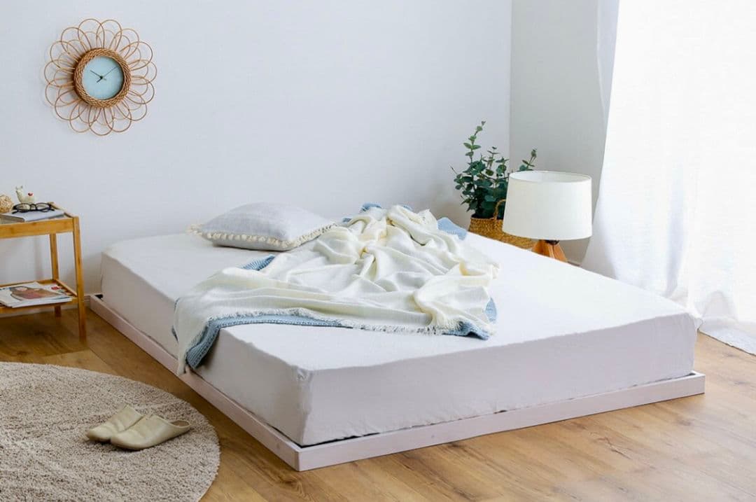 現地引取OK】木製スラットベッド ダブルサイズ(ホワイト)