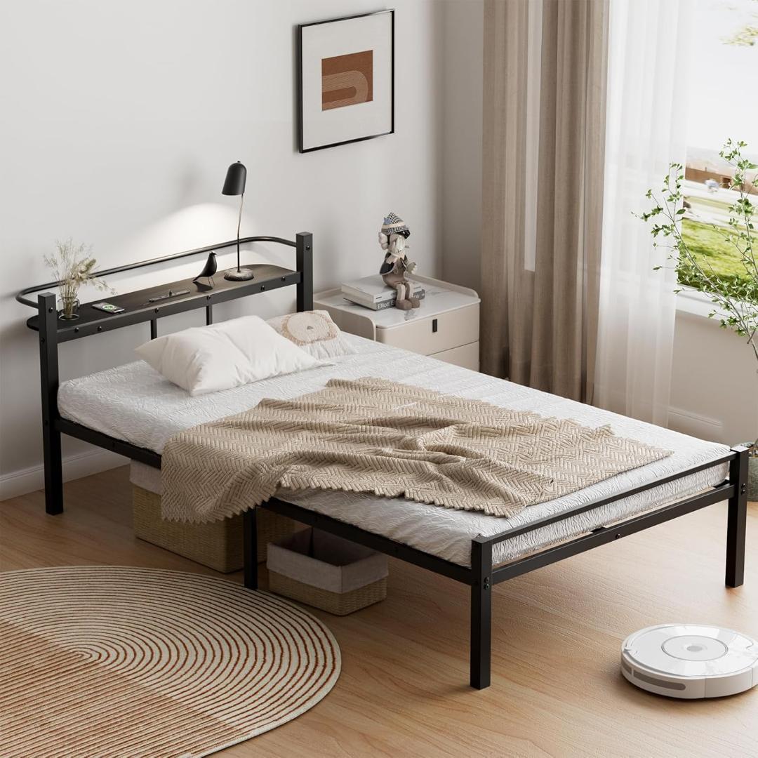 ベッドフレーム シングル ベッド 宮棚 2口コンセント パイプベッド 300kg Amazon｜[SuperKois] ベッドフレーム シングル ベッド 宮棚 2口