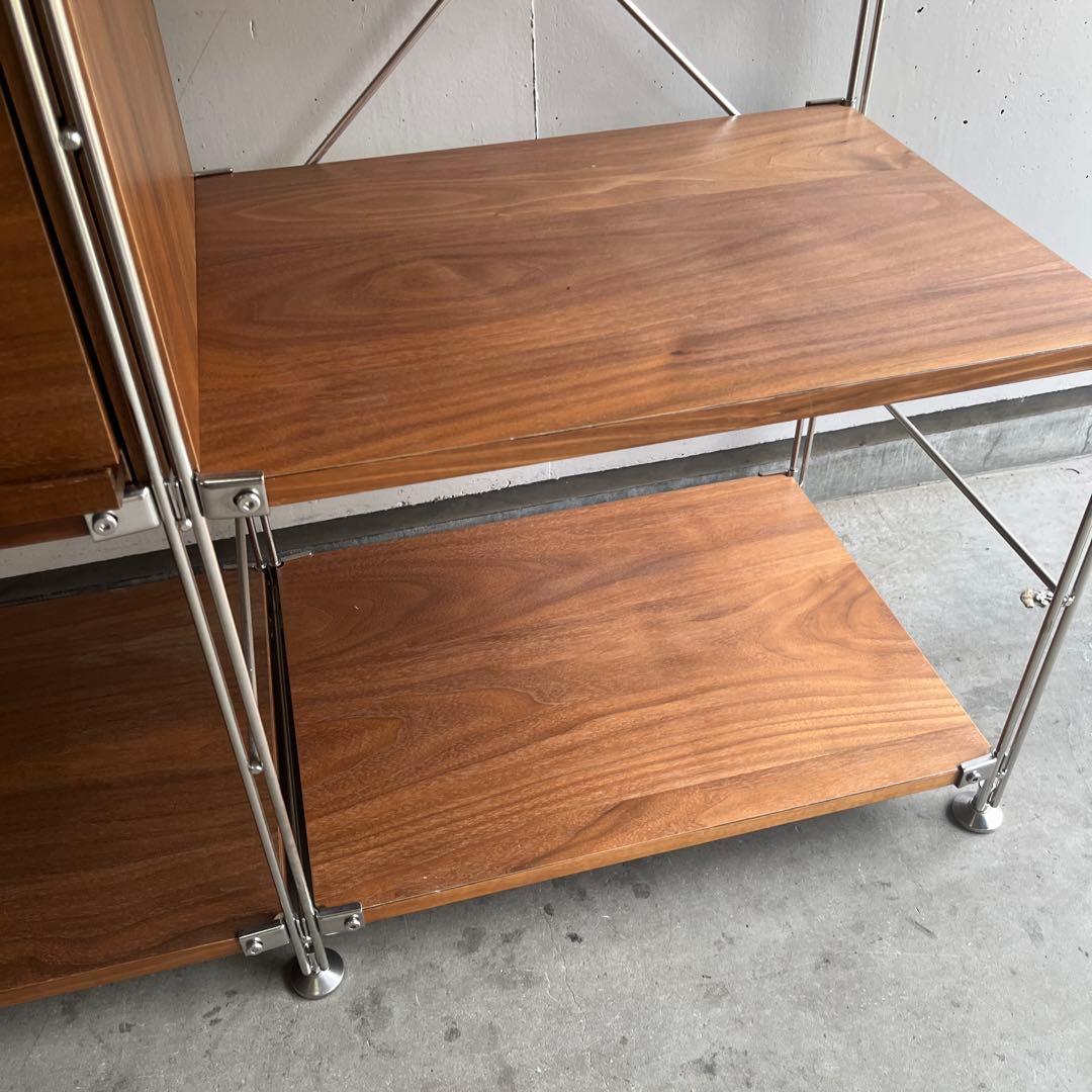 美品☆無印 ステンレスユニットシェルフ ウォールナット材棚・フラップ
