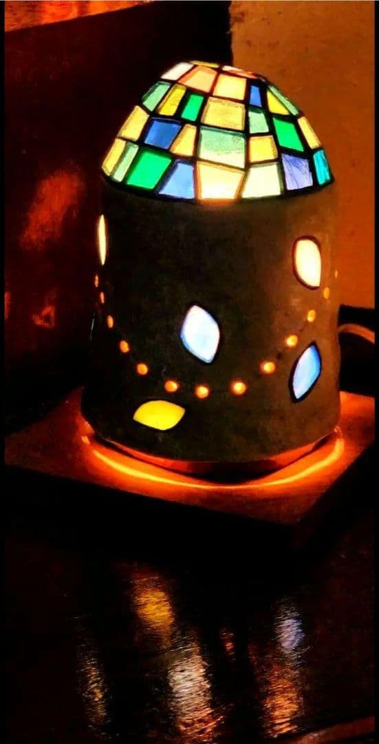 《希少価値 》陶ステンドグラスランプ