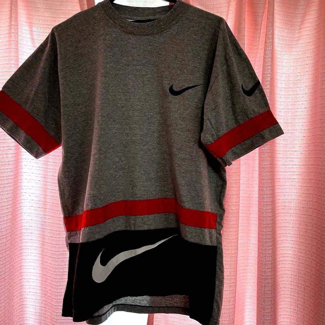 NIKE ナイキ 90年代銀タグTシャツ スウィッシュ刺繍 珍色 タイ製 赤紺
