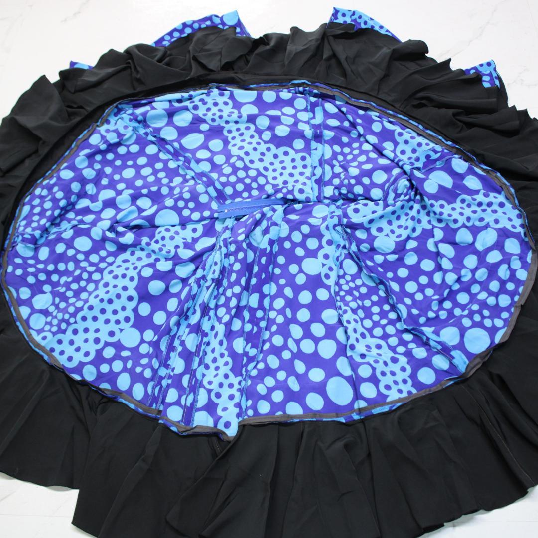 美品 フラメンコ衣装】ブルー×豪華ボランテ ワンピース ドレス 青