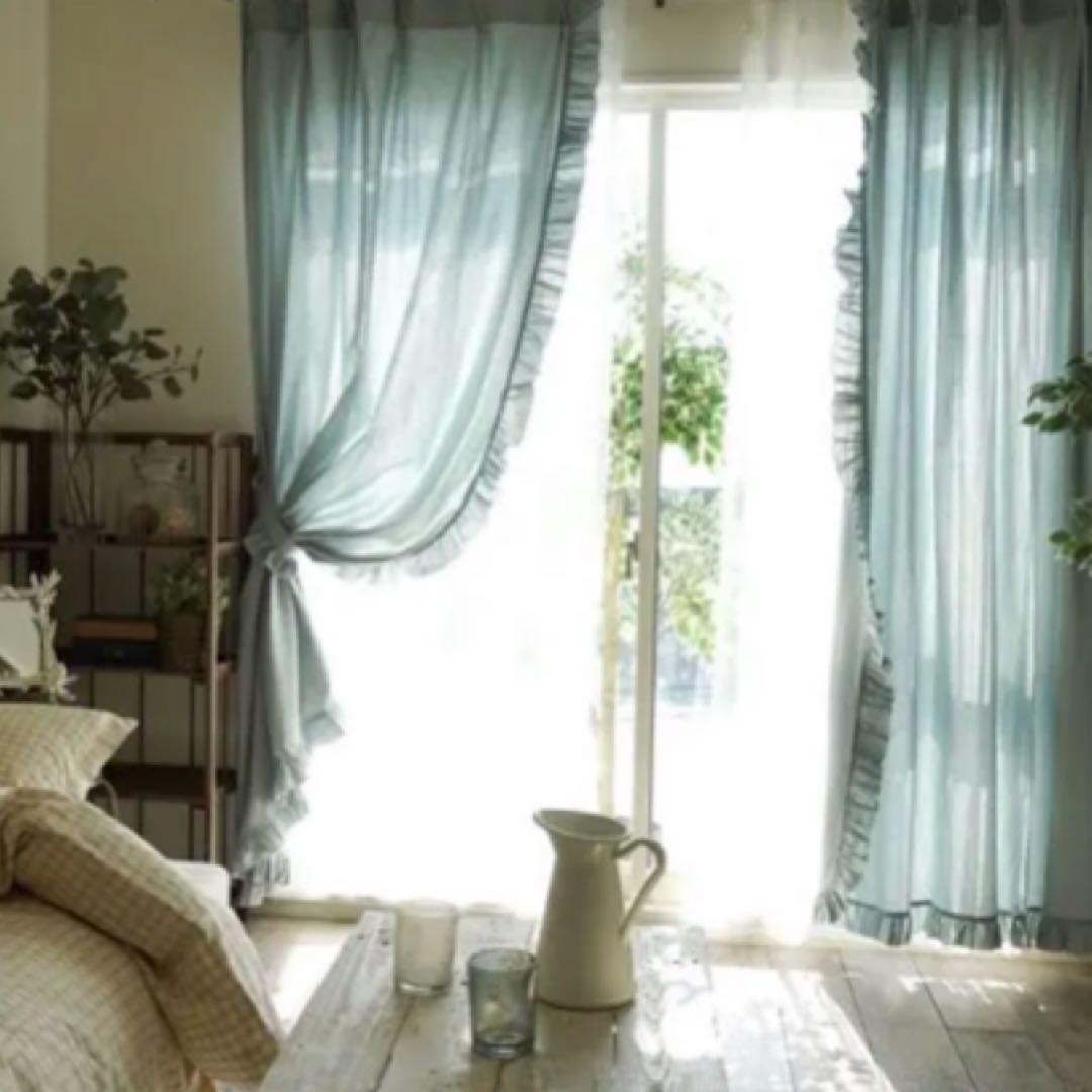 【送料込み】【新品未使用】フリルリネンカーテン2枚組、ピンク！ 楽天市場】【二重カーテン】姫系カーテン カーテン2枚セット レース付