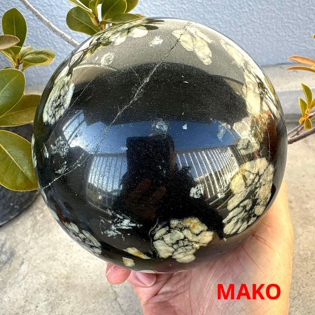 M1583☆菊花石丸玉125mm 3.2Kg☆天然石　原石