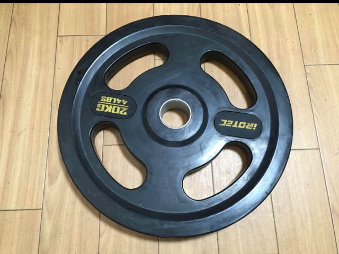 ①アイロテックIROTEC プレート20kg x 1枚穴径50mm(同時購入) オールラバー仕様 オリンピック プレート 20kg(1枚)【穴径51mm