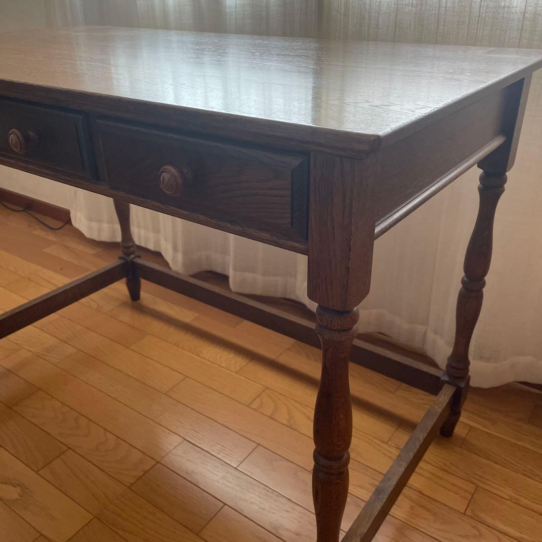 美品】葉山ガーデン 葉山家具 クラシック ナラ材 一枚板 学習机 デスク
